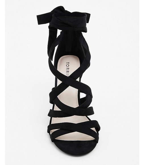 Black Strappy Lace-up Heel Sandals - Picture 6 of 6